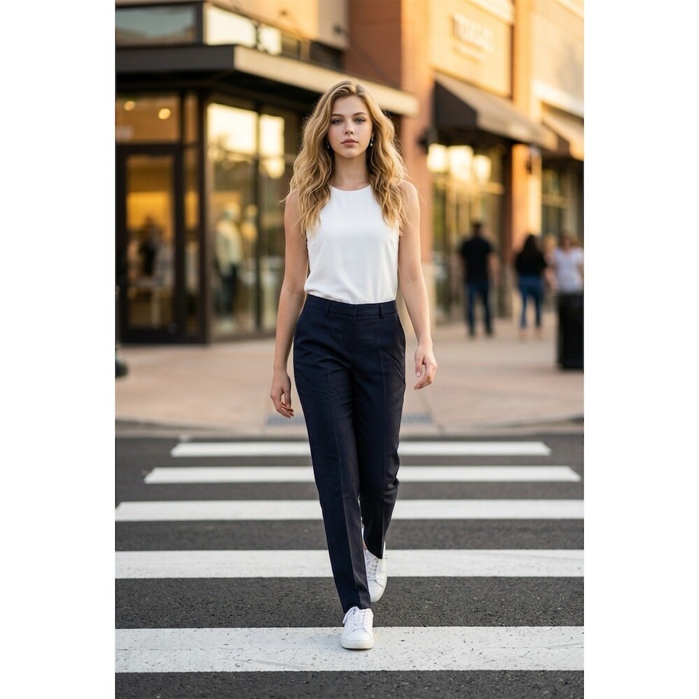 The Kooples Dress Pants Womens 4 Navy Blue Slim Tapered Trousers NWT
